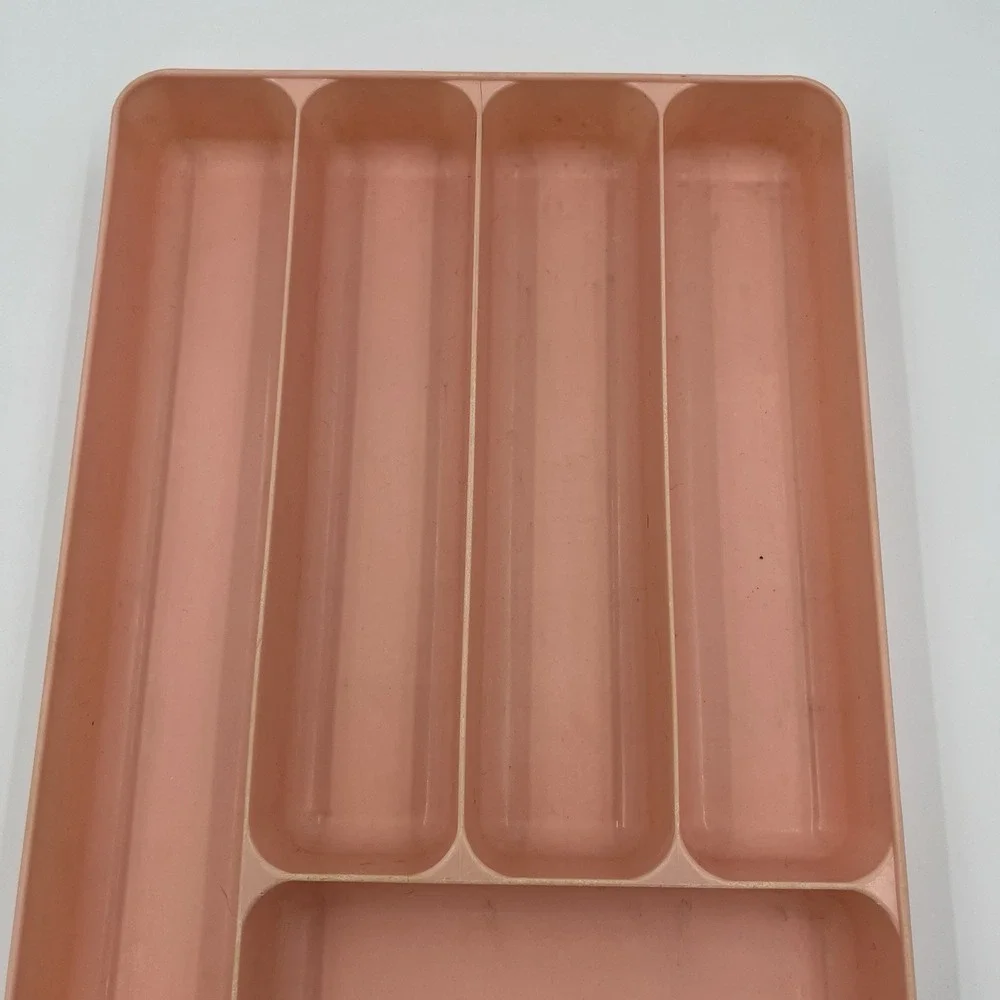 Vintage Lustro-ware Plastic Cutlery 5 drawer‎ Kitchen organizer dusty Pink Retro